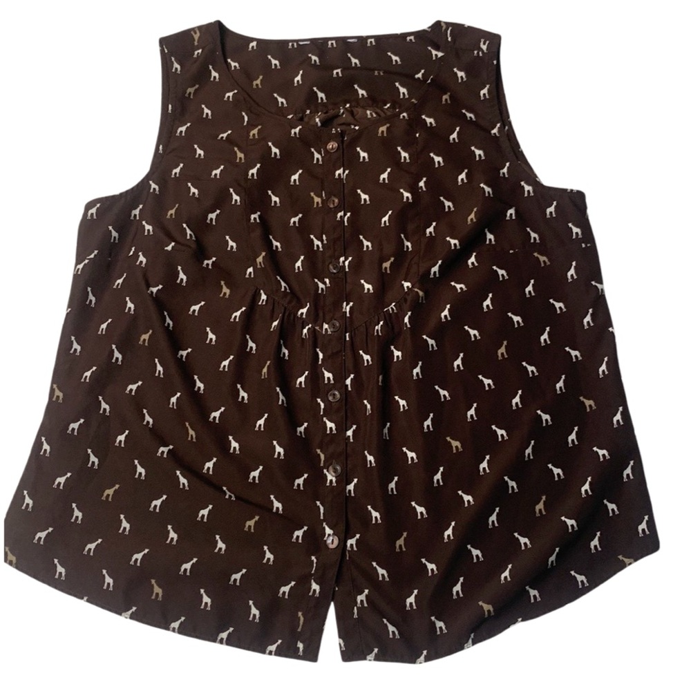 Brown Giraffe Sleeveless Blouse